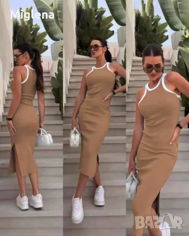 Дълга дамска рокля с цепка 