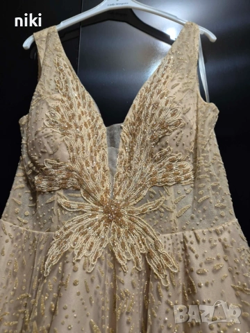 нова официална, бална, златна рокля