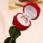 Кутия за годежен пръстен обеци с форма на рози кадифе цена, снимка 12