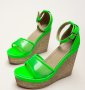 Сандали на платформа - зелени - 613, снимка 1