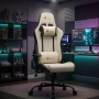 Ергономичен бял геймърски стол с поставка за крака, регулируема височина и 3D подлакътници, снимка 2