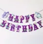 Happy birthday пеперуди пеперуда лилав картонен банер надпис декор за рожден ден парти украса декор, снимка 1