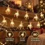 Коледен LED гирлянд с 10 прозрачни елена и топлобяла светлина, снимка 3