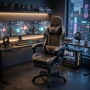 Геймърски стол с релакс механизъм, прибираща се поставка за крака и еко материал, снимка 3