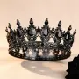 Грамадна черна корона черни камъни декорация торта , снимка 1