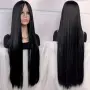 Дълга 100 см черна права перука - плътна Halloween парти перука, снимка 8