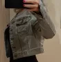 Късо дънково яке в опушен зелен цвят, снимка 6