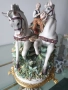 Capodimonte скулптура 45см/Каподимонте стара голяма порцеланова фигура-композиция/карета-любовници, снимка 9