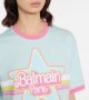 BALMAIN x Barbie Logo Print Cropped Oversized Дамска Тениска size XS и M, снимка 7