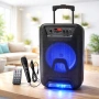 Преносима караоке тонколона - 8" говорител, LED светлина, дистанционно управление и микрофон, снимка 5
