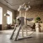Котешка драскалка с къщичка, легло и платформи, 138 см, светлосива, снимка 1