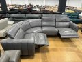 Тъмно сив кожен ъглов диван с електрически релаксиращ механизъм, снимка 3