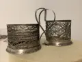 Поставки за чаши посребрен ръчна изработка  произведено в СССР 1960 години  филигран цена за брой , снимка 5
