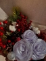 Празничен букет със сатенени ръчно изработени рози, снимка 3