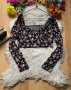 Кроп блуза с цветя, снимка 1 - Блузи с дълъг ръкав и пуловери - 42809503