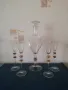 Сервиз от 5чаши и гарафа, златни кантове. Подходящ за вино, шампанско и други алкохолни напитки. , снимка 2