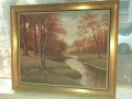 Стара красива картина с хубава рамка мало платно подпис, снимка 1