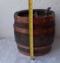 Дървено буре с медни обръчи и стойка, снимка 6