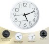 Стенен часовник декоративен модерен кръгъл , безшумен, без тиктакане, 10-инчов, с батерии, бял, снимка 7