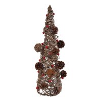 Светеща Коледна елха с шишарки, 48см, снимка 2 - Декорация за дома - 42704201