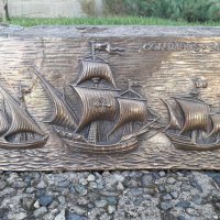 Бронзова скулптура пано флотилията на Христофор Колумб, снимка 1 - Пана - 30555858