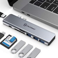 UtechSmart  USB-C хъб 7 in 2, алуминиев, 3xUSB 3.0, USB 2.0, PD 100W, TF/SD четец, снимка 1 - Други - 35481806