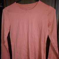 Дамска тънка блуза оранжеворозов цвят, снимка 1 - Блузи с дълъг ръкав и пуловери - 42849740