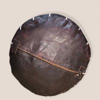 Уникален марокански пуф от естествена кожа в тъмнокафяв цвят, снимка 4 - Дивани и мека мебел - 34901270