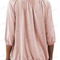 Едноцветна свободна дамска тениска с кръгло деколте и 3/4 ръкави, 8цвята , снимка 15 - Тениски - 44527835