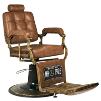 Бръснарски стол Boss - черно/кафяво/светлокафяв, снимка 5 - Бръснарски столове - 44602546