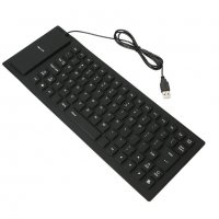 Клавиатура, силиконова, устойчива на заливане, прах и удари, USB Черна - код 0081, снимка 6 - Клавиатури и мишки - 34504010