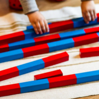 Професионални Монтесори синьо червени Числови пръчки в оригинален Р-Р, снимка 5 - Образователни игри - 36540213