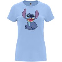 Нова дамска тениска със Стич (Stitch&Lilo) в светлосин цвят, снимка 1 - Тениски - 44494985