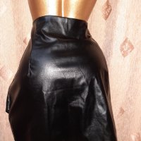 Nouvelle Vie  XL Черна къса,кожена пола , снимка 3 - Поли - 39099367