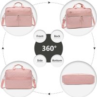 Kono  Чанта за лаптоп за жени, 15,6-инчово ватирано куфарче, водоотблъскваща калъфка, розово, снимка 2 - Чанти - 44507397