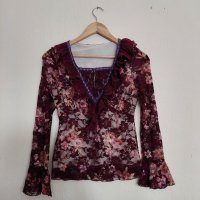 Дамска шарена блуза с дълъг ръкав в размер S, снимка 1 - Блузи с дълъг ръкав и пуловери - 29097111