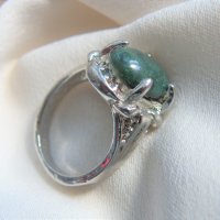 Сребърен пръстен с трансваалски жад, снимка 4 - Пръстени - 42755353