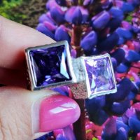 Интересен сребърен пръстен с Пурпурни Аметисти, снимка 10 - Пръстени - 38105772