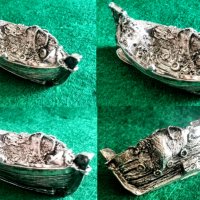 Миниатюрна сребърна рибарска лодка -Подарък за РИБАР, снимка 6 - Други ценни предмети - 37332077