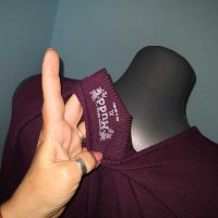 Еластична блуза модел топ с дълъг ръкав и открити рамене в цвят "Аметист" / голям размер , снимка 6 - Блузи с дълъг ръкав и пуловери - 30332900