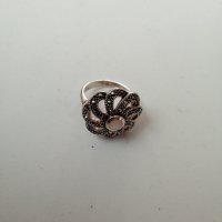 Сребърен пръстен със седеф и маркезити, сребро проба 925. , снимка 3 - Пръстени - 38342106
