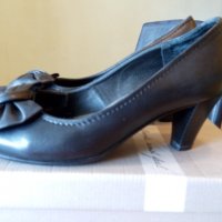 Jana Дамски кожени обувки с ток 5-6см , №38,5 черни, стелка 25см, снимка 2 - Дамски обувки на ток - 29080281