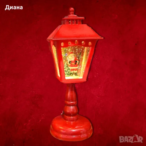 Коледен декоративен фенер с падащ сняг и светодиодно осветление, снимка 1