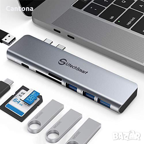 UtechSmart  USB-C хъб 7 in 2, алуминиев, 3xUSB 3.0, USB 2.0, PD 100W, TF/SD четец, снимка 1