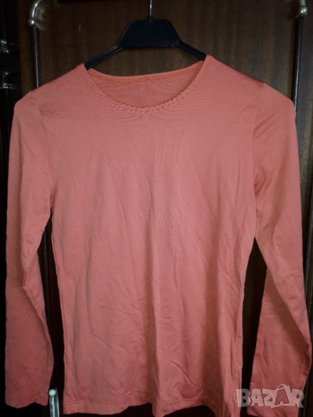 Дамска тънка блуза оранжеворозов цвят, снимка 1