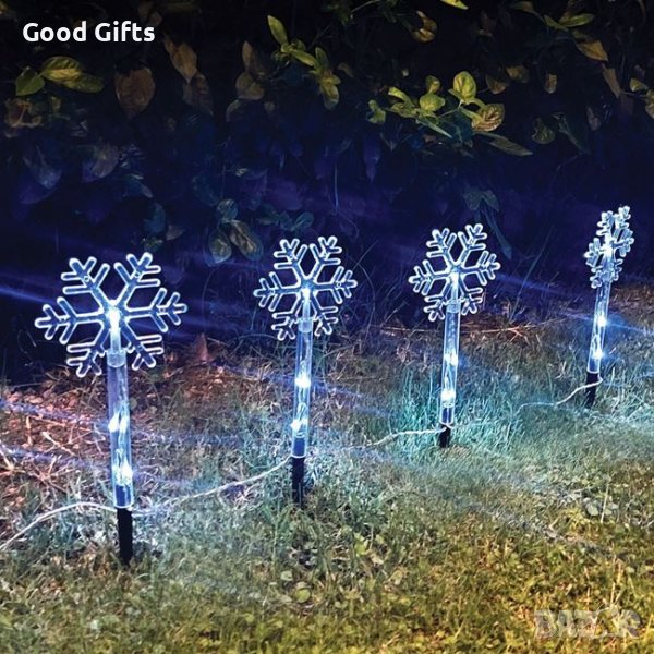 Коледни лампи Снежинки, Студено бяло, 24см, снимка 1