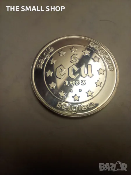 5 Екю 1993 Белгия сребро 925 рядка, снимка 1
