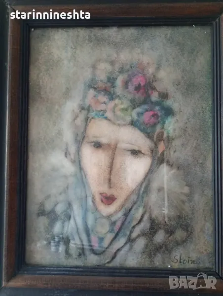 Стара картина актьор художник Стойно Добрев старинна картина , снимка 1