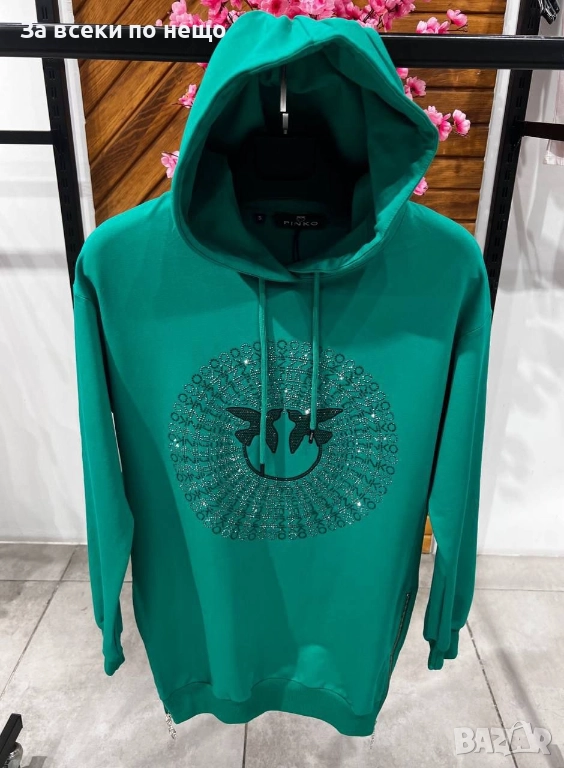 Pinko Дамски Зелен Суитшърт С Качулка И Дълъг Ръкав Пинко Код A1237, снимка 1