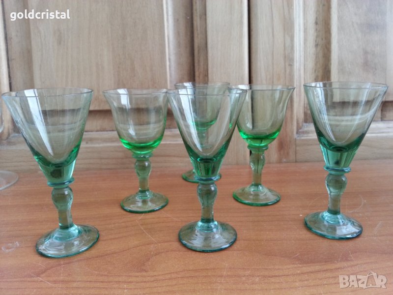 Стъклени чаши чашки цветно зелено стъкло, снимка 1